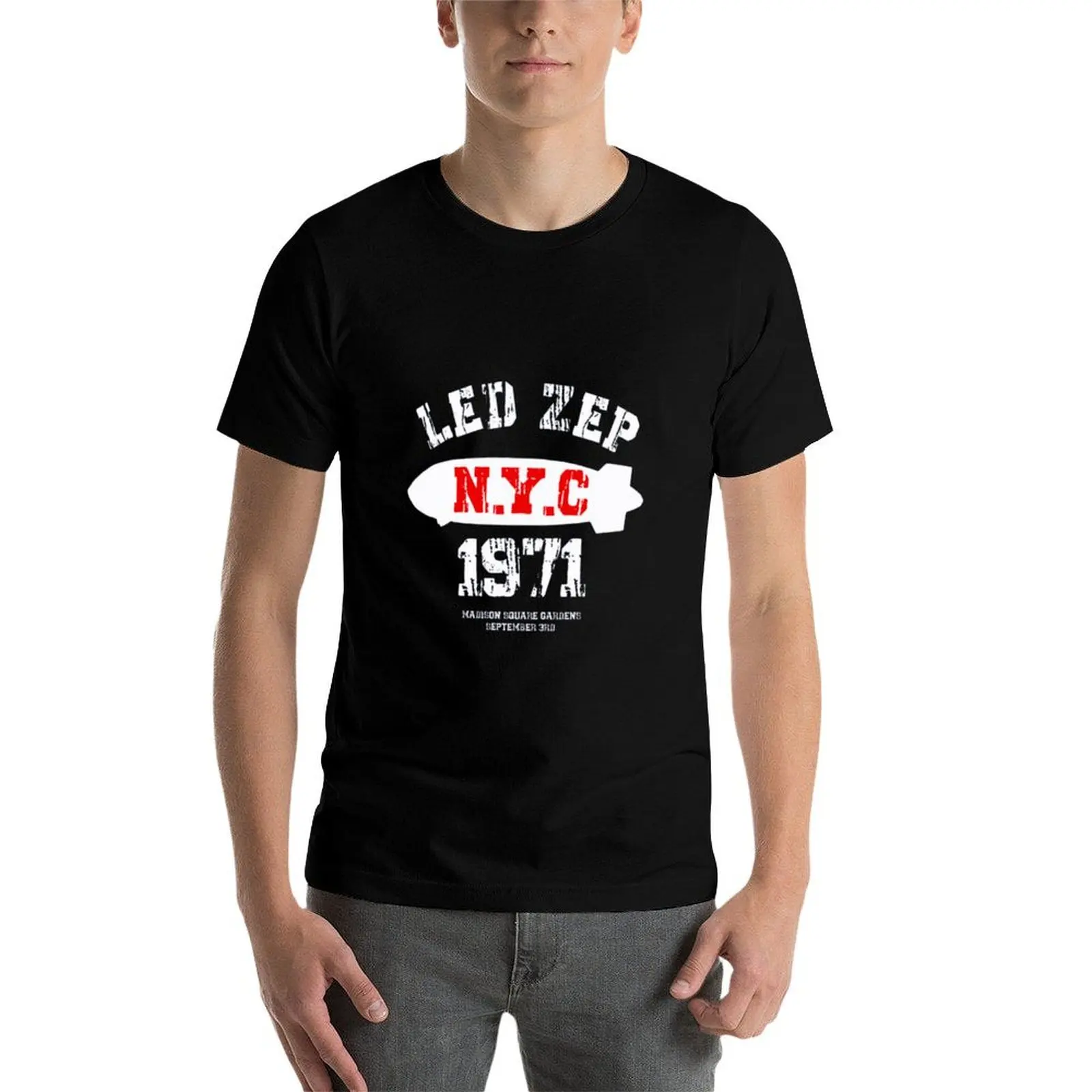 Фото Винтажная концертная футболка Led Zep NYC 1971, легкий топ больших размеров №4
