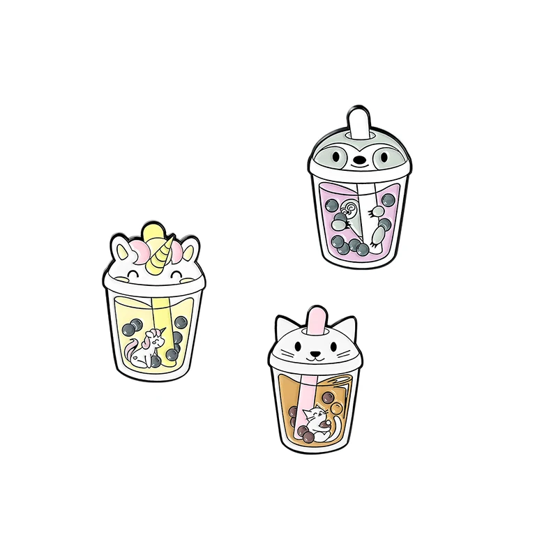 Креативная эмаль Звериный брошь Медведь Панда, символизирующая напитки с молоком, изготовленная на заказ с использованием сплава, модная женская ювелирная украшение в подарок.