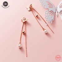 dreamhonor 100 s925 sterling silver butterfly pearl drop earrings for women wedding engagement dangle earring jewelry smt709