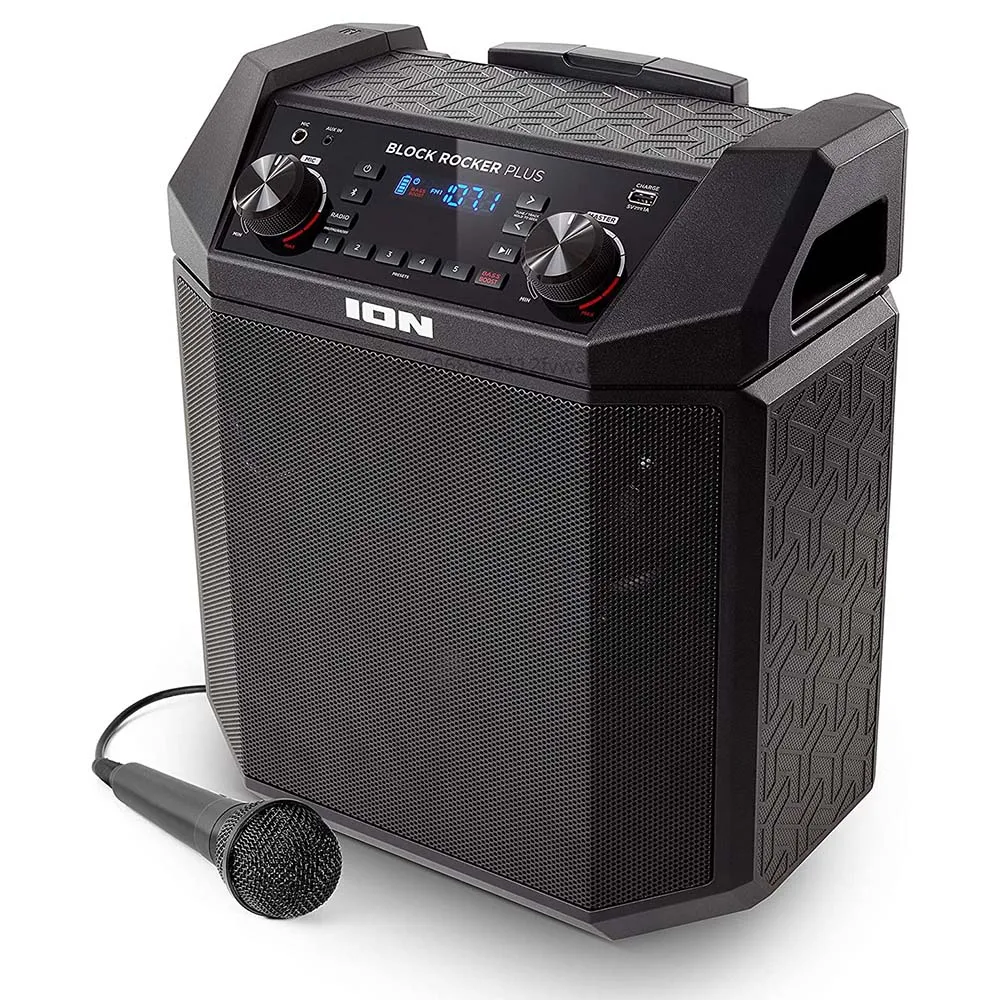 

ION Audio Block Rocker Plus-портативный Bluetooth-динамик 100 Вт с батареей, микрофон для караоке, AM FM-радио
