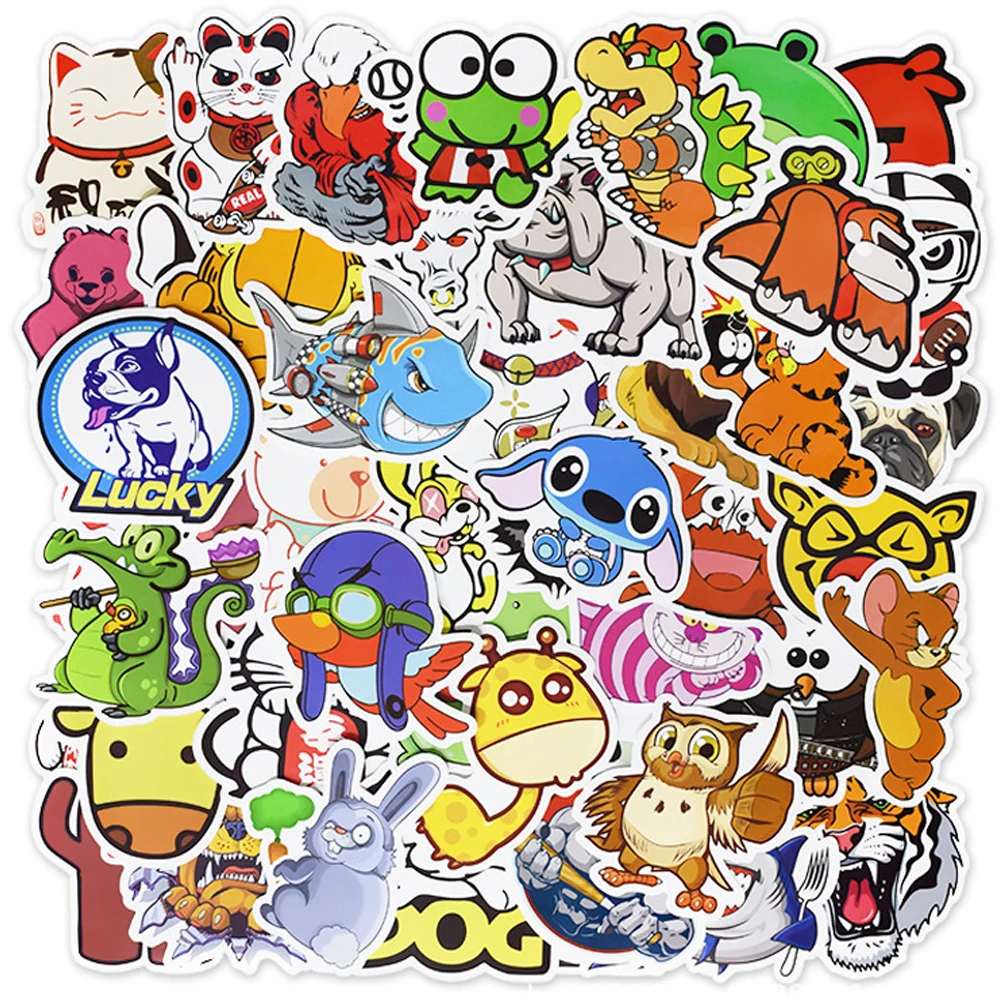 

10/30/50Pcs Cartoon Animal Stickers Anime Stickers Waterproof Skateboard Motorcycle Guitar Luggage Laptop Bicycle Sticker Kids