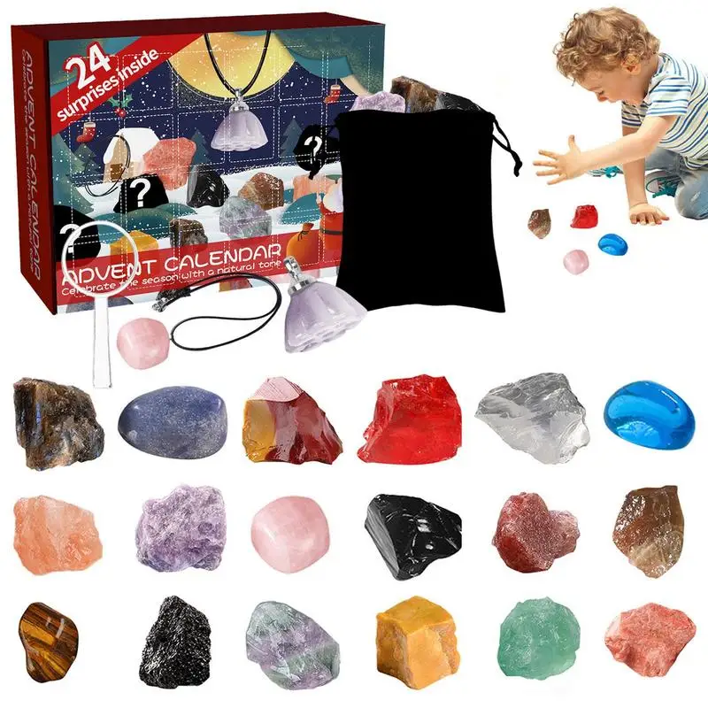 

Ore Countdown Calendar For Christmas Count Down To Christmas Ore Calendar Toy With Minerals Specimens Kids Tabletop Ornaments