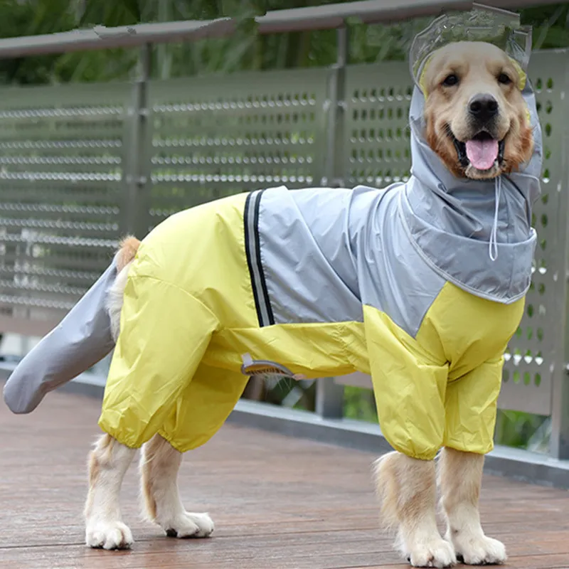 

Dog Raincoat Hooded Dogs Rain Coat Dog Costumes for Large Dogs Tail All Cover Waterproof Raincoat Golden Retriever Accessories