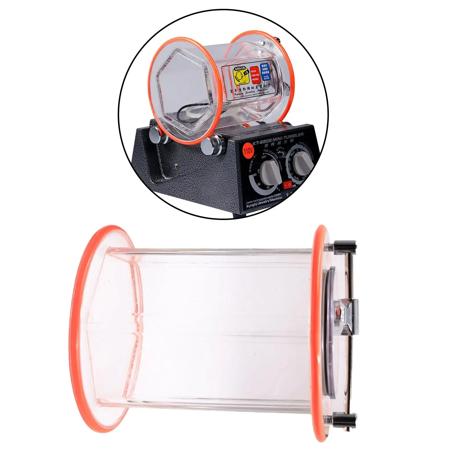 

14.5cm Barrel Drum Jewelry Rotary Polishing Tumbler Surface Polisher Clear