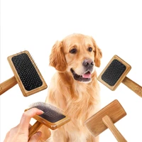 bamboo handle comb and stainless steel hair brush dogs cats pets accessories tools open knot pet combs dog accessories pet items