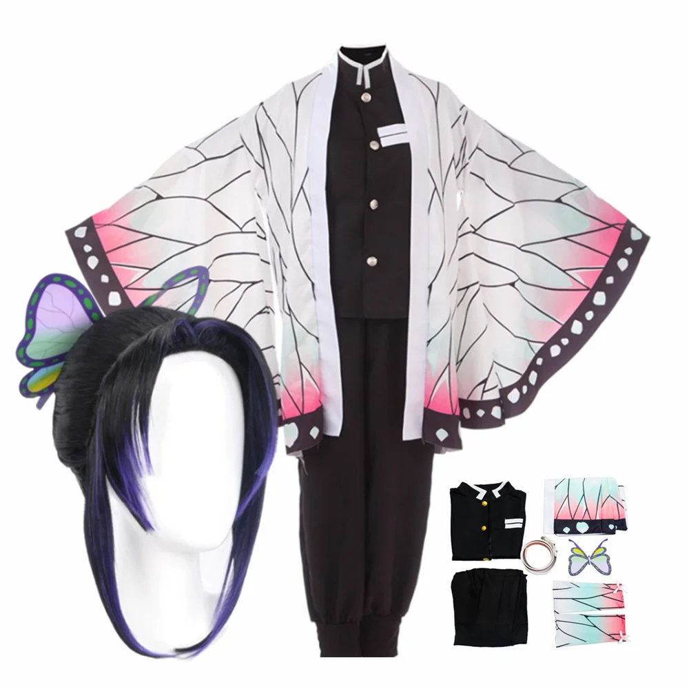 

2022 New Anime Cosplay Demon Slayer Kimetsu no Yaiba Kimono Kochou Shinobu Costume Adult Kids Clothes