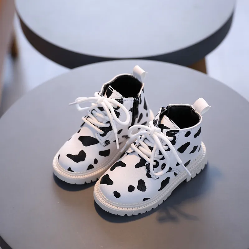 

Kids Fashion Martin Boots 2022 Nice Autumn Boys Speckle PU Leather Boots Girls Non-slip Soft Sole Sneakers Ankle Zipper Botas