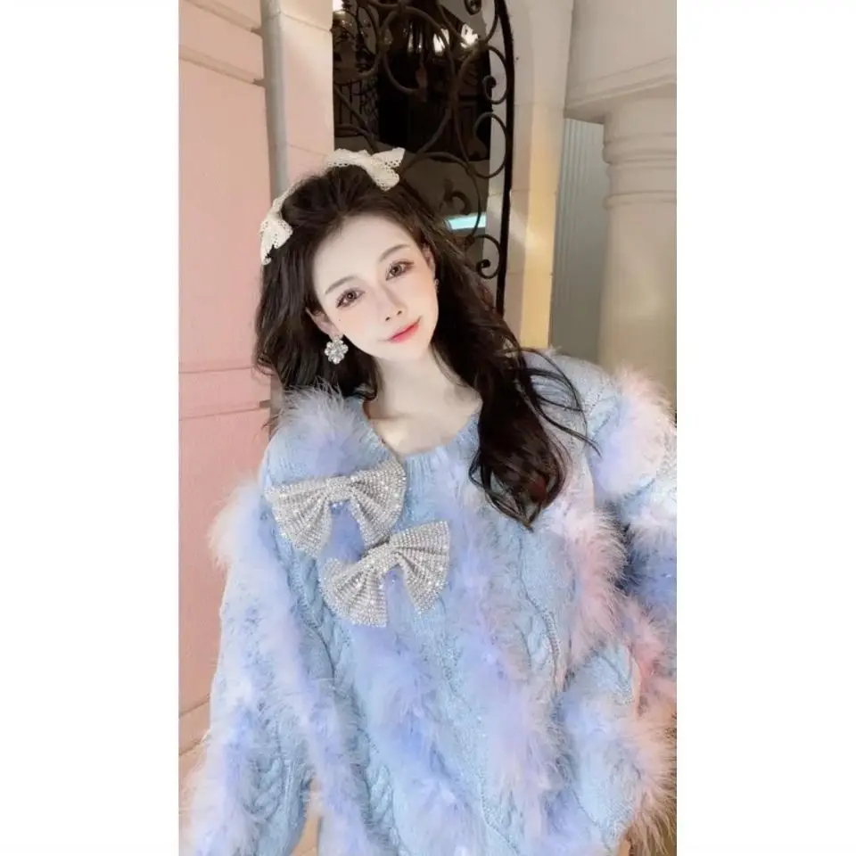 

Women's Sweater 2022 New Autumn Winter Knitted Pullover Casual Warm Long Sleeve Loose Fashion Women Tops Solid Jumper W159