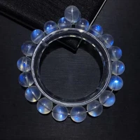 natural moonstone blue light clear round beads bracelet 9 5mm fashion women men jewelry moonstone beads aaaaa