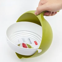 rotating drain basket kitchen double layer vegetable dish washing artifact household fruit dish leaking dish