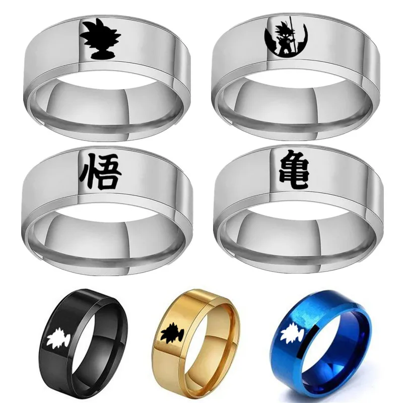

Aroutty Anime Goku Black Oolong Yamcha ChiChi Kuririn Bearman Rings Women Men Children Stainess Steel Jewelry For Fans Cosplay