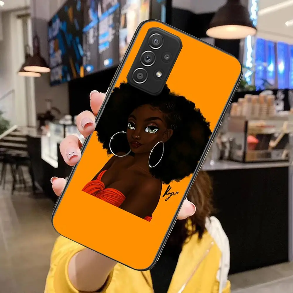 

Black girl for Samsung Galaxy A51 A50 A52 5G A20E A60 A20S A71 A40 A40S A90 A70 A32 A30 A70 A21S Fashion Kawaii phone case