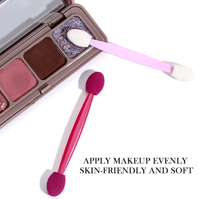 Wholesale Eyeshadow Applicator Pro Sponge Double Ended Portable Eye Shadow Brushes Nail Mirror Powder Brush Cosmetic Makeup Tool