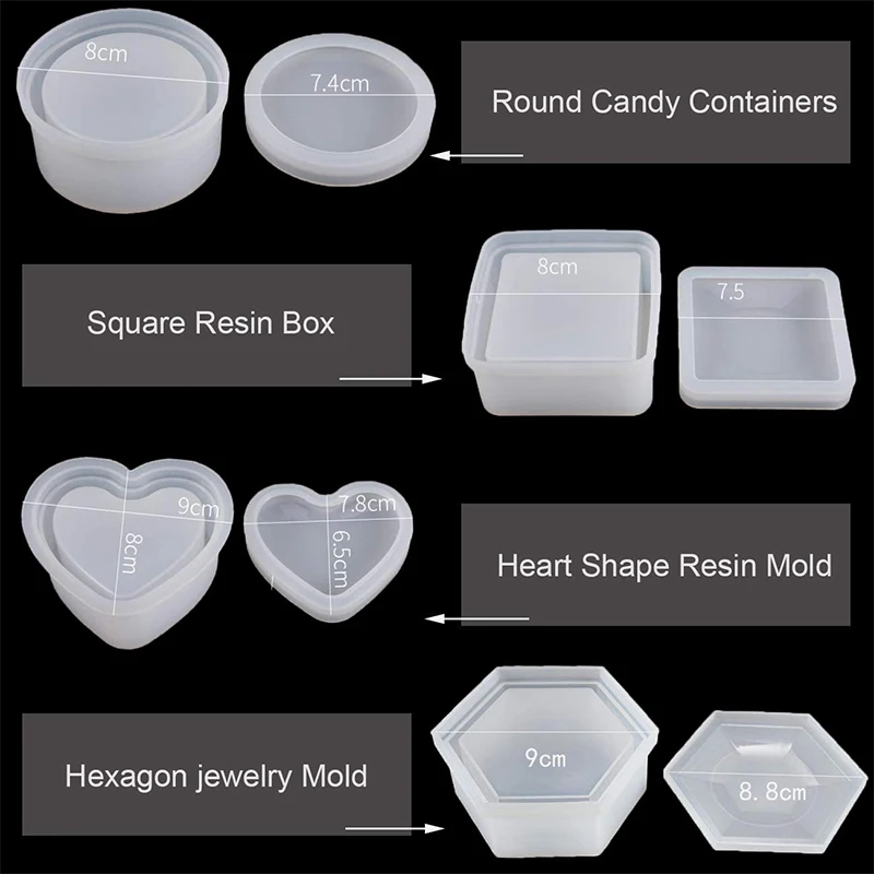 4-упаковка смоляные формы для шкатулок ювелирных изделий в форме