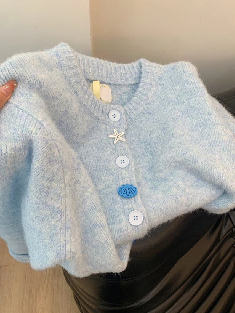 Женский винтажный Кардиган с длинным рукавом Однотонный свитер в Корейском