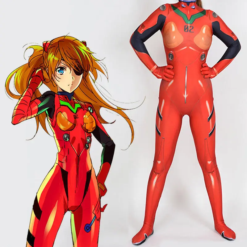 

Girl Anime Ayanami Rei Cosplay Costume Asuka Langley Soryu Jumpsuits Women Eva Top Warrior Halloween Zentai Suit Bodysuit
