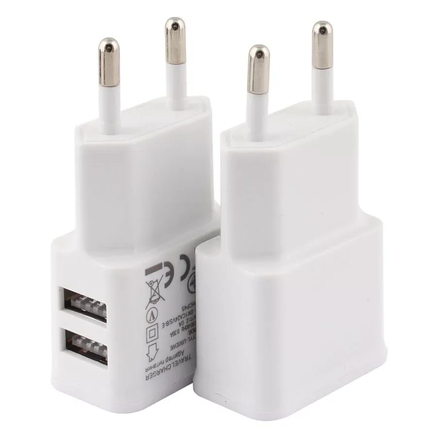 

5V 2.0A Plug Dual Double USB Universal mobile phone charger Wall AC Power Charger Home or Travel For iphone xs xr xsmax ipad