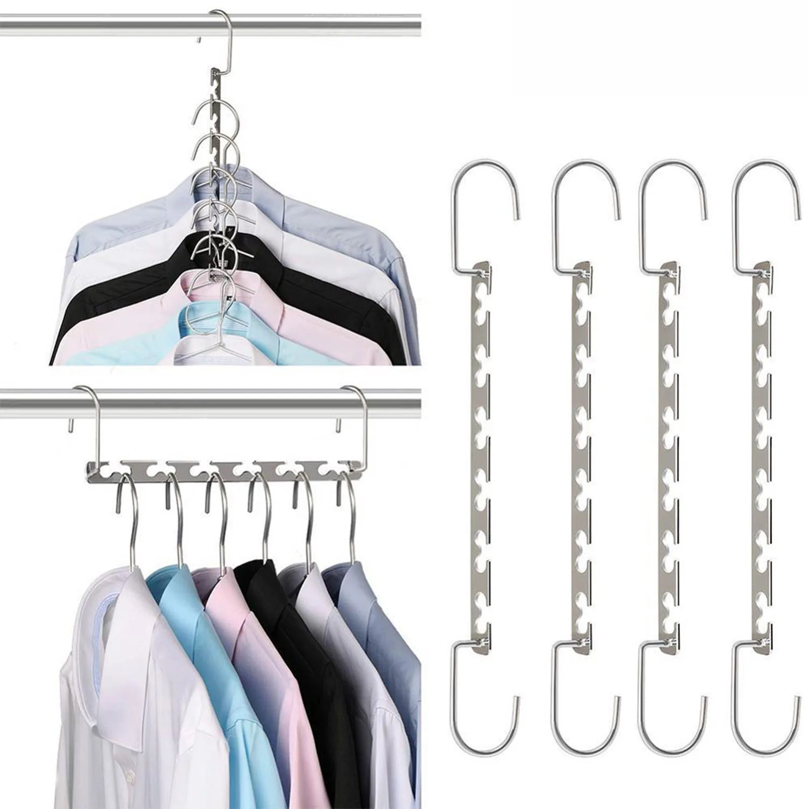 

2PCS/set Hanger Organizer Space Saving Mental Clothes Organizer College Dorm Essential Suitable For Pants Shirts Jackets