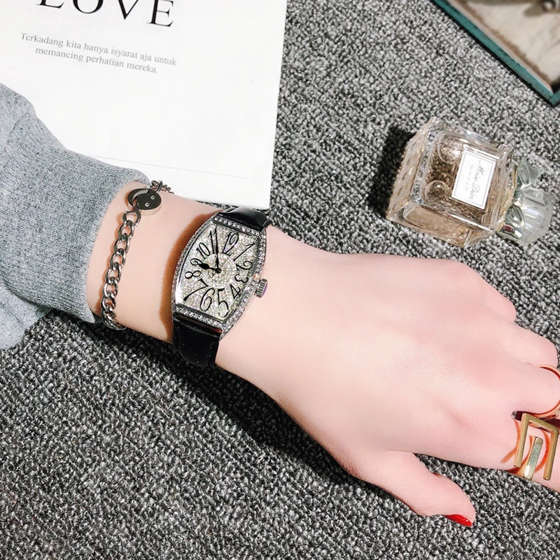 Fashion Unique Design Luxury Diamond Crystal Women Watches Colorful Leather Strap Quartz Girl Ladies Clock Dress Wristwatch enlarge