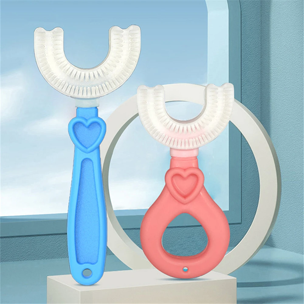 

360° U-Shape Baby Toothbrush Teeth Cleaner Soft Fur Food Grade Material Children'S Toothbrush Kids Supplies For Daily