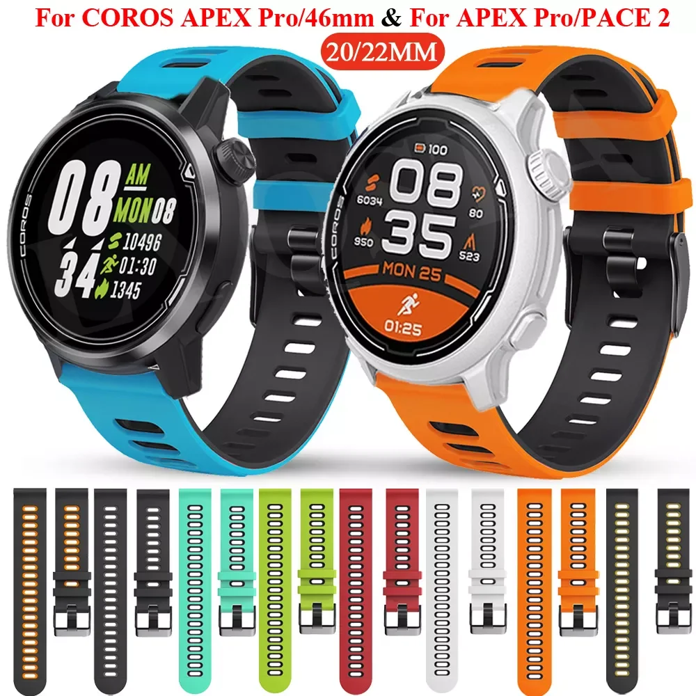 

Ремешок силиконовый для наручных часов, спортивный браслет для COROS PACE 2 PACE2, APEX Pro APEX 46 42 мм, 20 22 мм, аксессуары