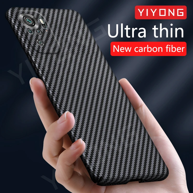 

For Xiaomi Redmi Note10 Case YIYONG Carbon Fiber Texture Hard PC Cover On Xiomi Redmi Note 10 S 10S 11S 11 Pro Plus Phone Cases