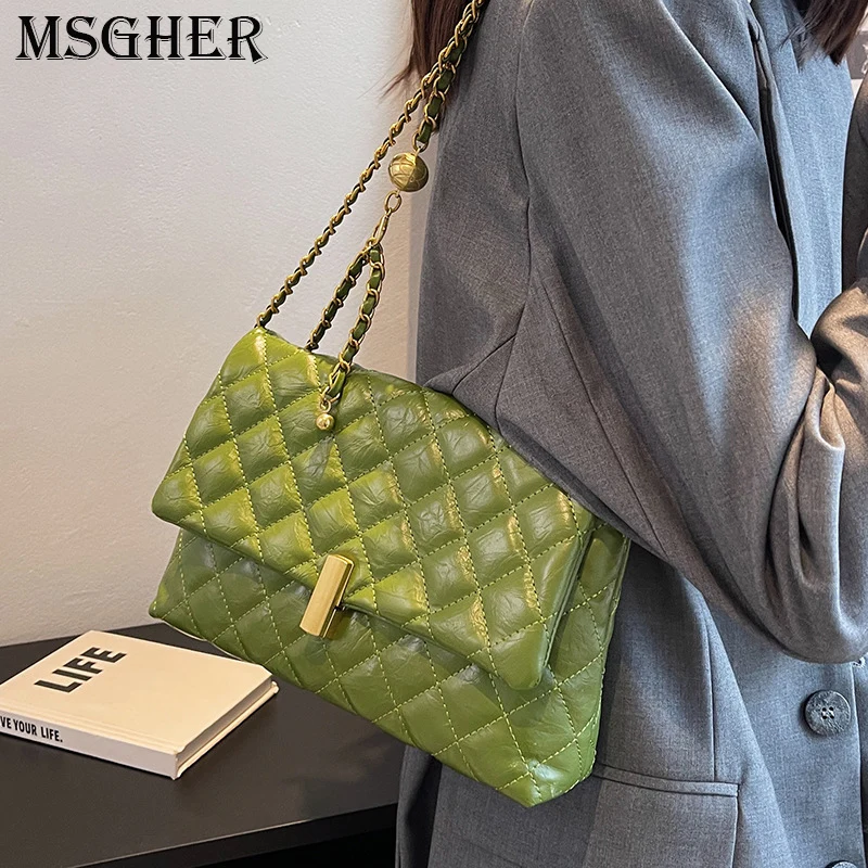 

Elegant Solid Colur PU Leather Crossbody Bags For Women Luxury Chain Shoulder Bag Stylish Metal Hasp Ladies Purses and Handbags