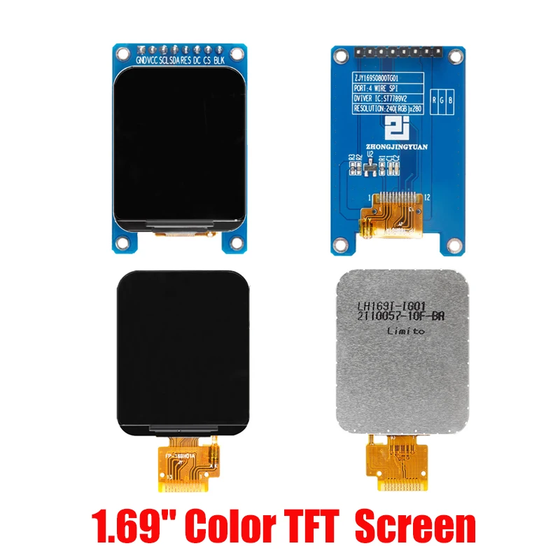 

1.69 TFT LCD IPS Color Display Screen Module 1.69" ST7789 Controller Driver Board SPI Interface 240*280 240x280