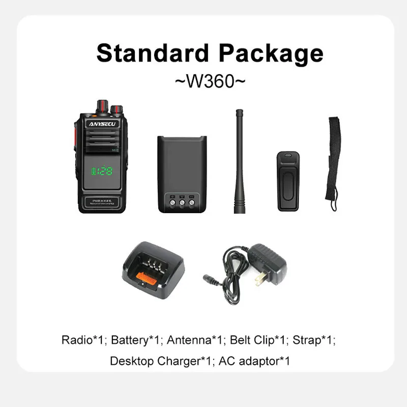 ANYSECU W360 IP68 Water-proof 8W Two Way Radio VHF136-174MHz or UHF 400-520MHz Walkie Talkie for Fire Rescue Civil defense users