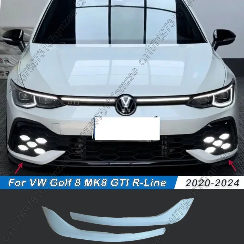 Для VW Golf 8 MK8 GTI R-Line 2020-2024 Автомобильный яркий черный передний бампер боковой