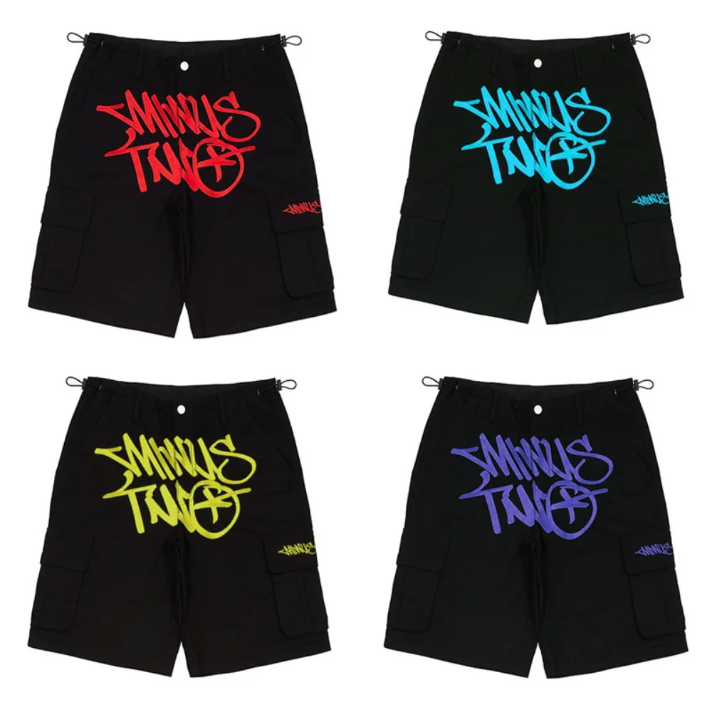 Y2k Shorts Minus Two Y2k Cargo Shorts Mens 2023 Summer New Harajuku Hip Hop Punk Rock Gothic Basketball Track Shorts Streetwear