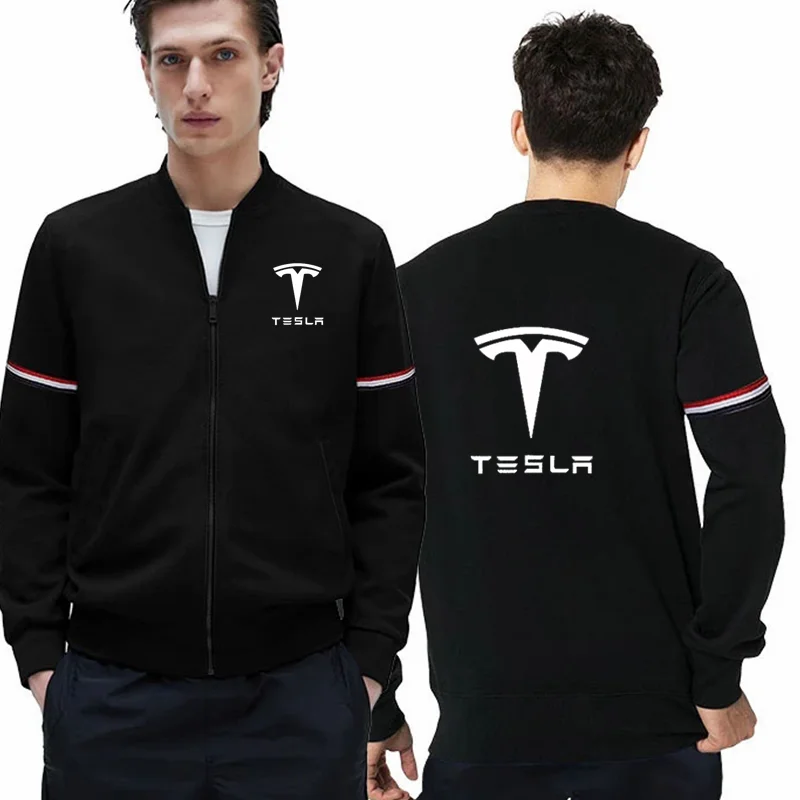 

Мужская бейсбольная куртка Tesla для пар, весна-осень 2023, Повседневная Корейская куртка с ярким принтом для университета