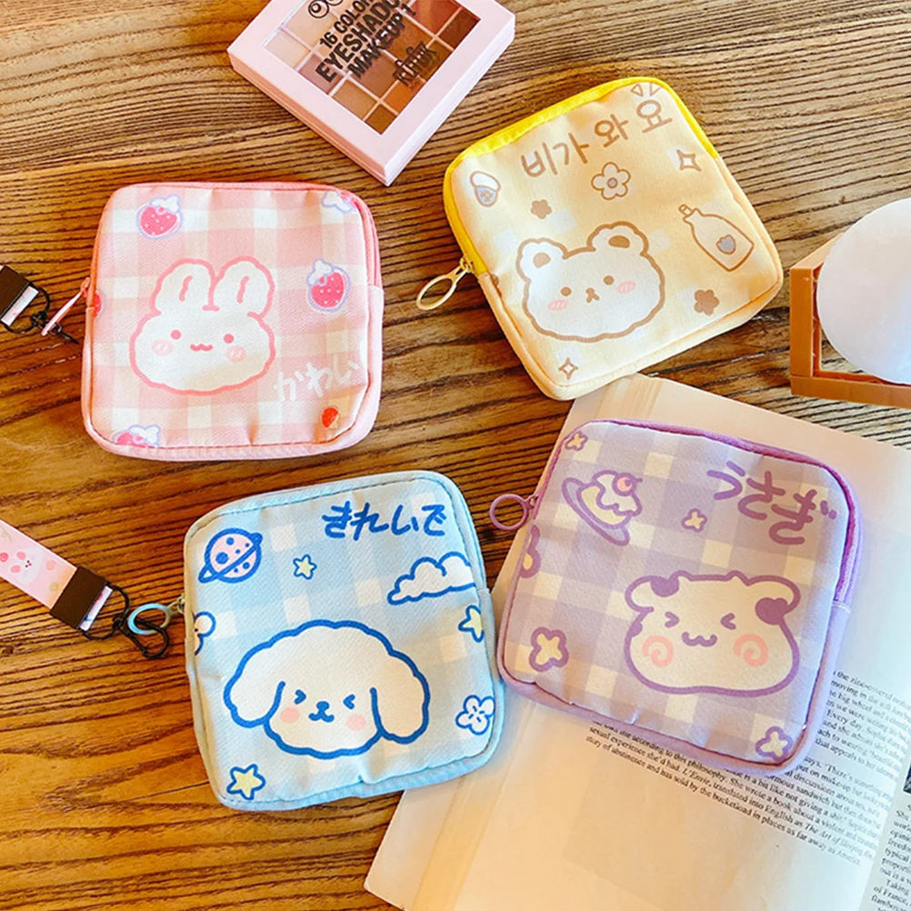 

4pcs Sanitary Napkin Bag Women Menstrual Cup Bag Tampon Storage Bag Sanitary Napkin Organizer Mixed Style