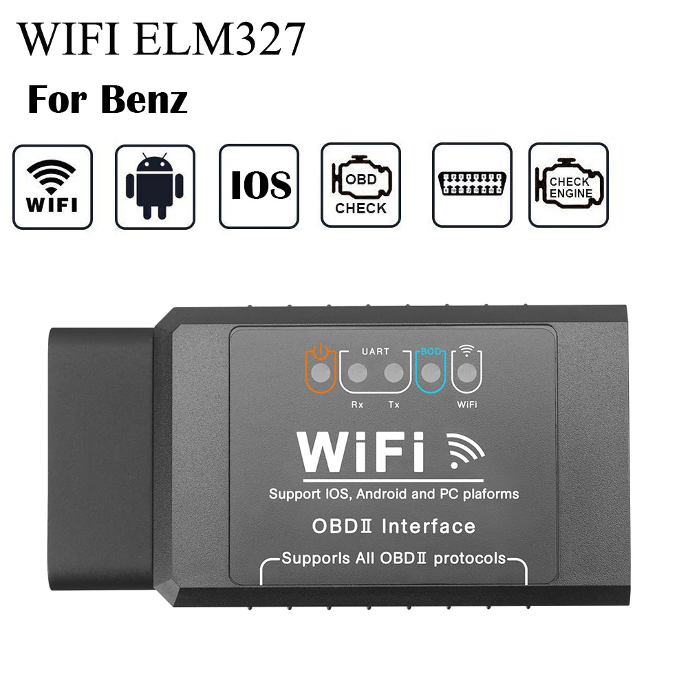 

For Mercedes AMG Brabus Maybach W212 W202 W124 W177 W263 W166 W251 X253 C218 C208 W221 W220 ELM327 WIFI OBD2 Scanner IOS Android