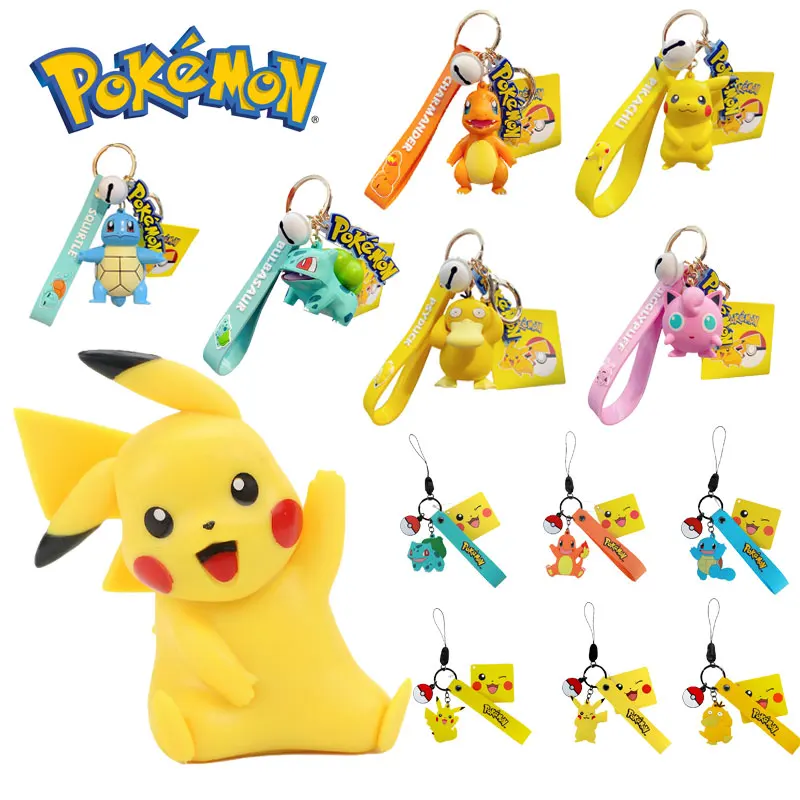 

Pokemon Anime Action Figure Pikachu Cute Key Chain Backpack Phone Card Chain Fashion Dolls Pendants Children Models Toys Gifts