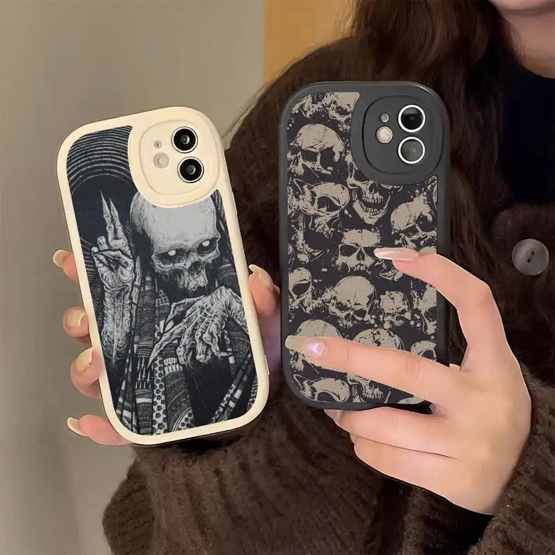 

Gothic Fashion Skull Phone Case Hard Leather Phone Case for iPhone 13 12 Mini 11 14 Pro Max Xs X Xr 7 8 Plus 6 6s Se 2022