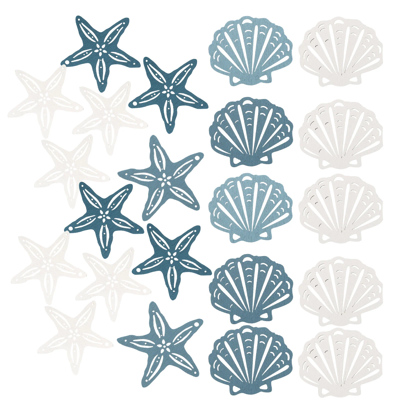 

48pcs Wooden Decors Durable Useful Festival Gift Scallop Design Ornaments Scene Layout Props