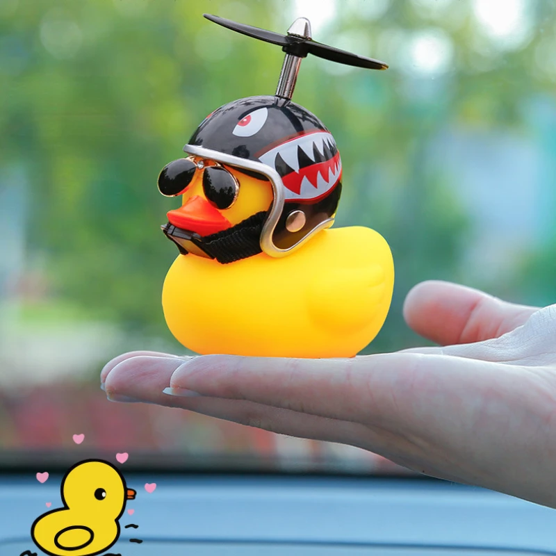 

Glowing Duck with Helmet Yellow Duck Pendant Motorcycle Helmet Pendant Bicycle Pendant