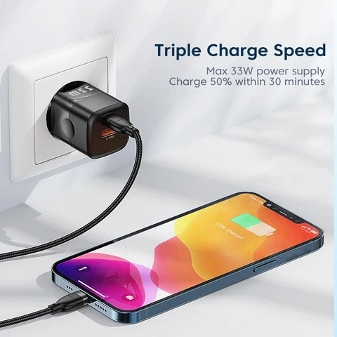 KUULAA Зарядное устройство USB C 33 Вт GaN Type C PD Быстрая зарядка для iPhone 14 13 12 11 Max Pro XS 8 7 Plus Для iPad Air 4 iPad 2021 Mini