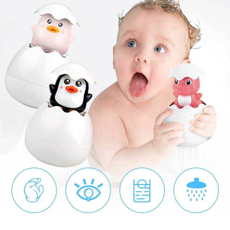 

New Shower Baby Toys Cute Duck Penguin Egg Bath Toys Water Spray Sprinkler Bathroom Sprinkling Swimming Toddler Toys
