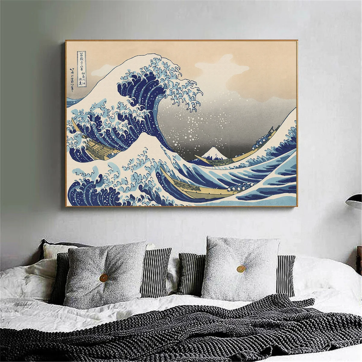 The Great Wave of Kanagawa Ukiyoe японское искусство рисунок на холсте известная картина