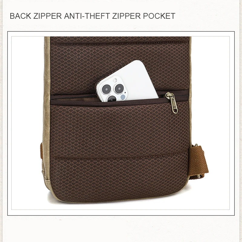 Vintage Men's canvas Large Capacity chest bag Crossbody multifunctional Sling Bag