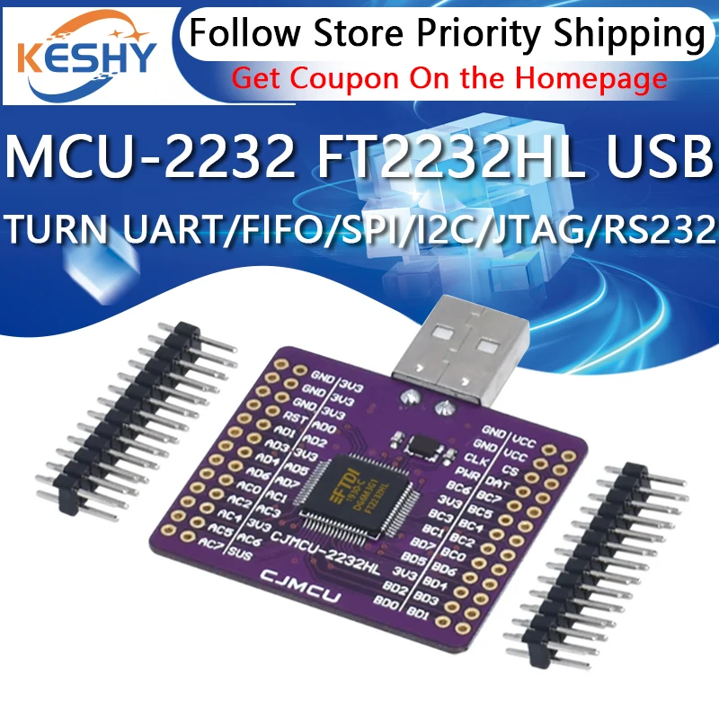Фото MCU-2232 FT2232HL USB TURN UART/FIFO/SPI/I2C/JTAG/RS232 Модуль внешней памяти №1