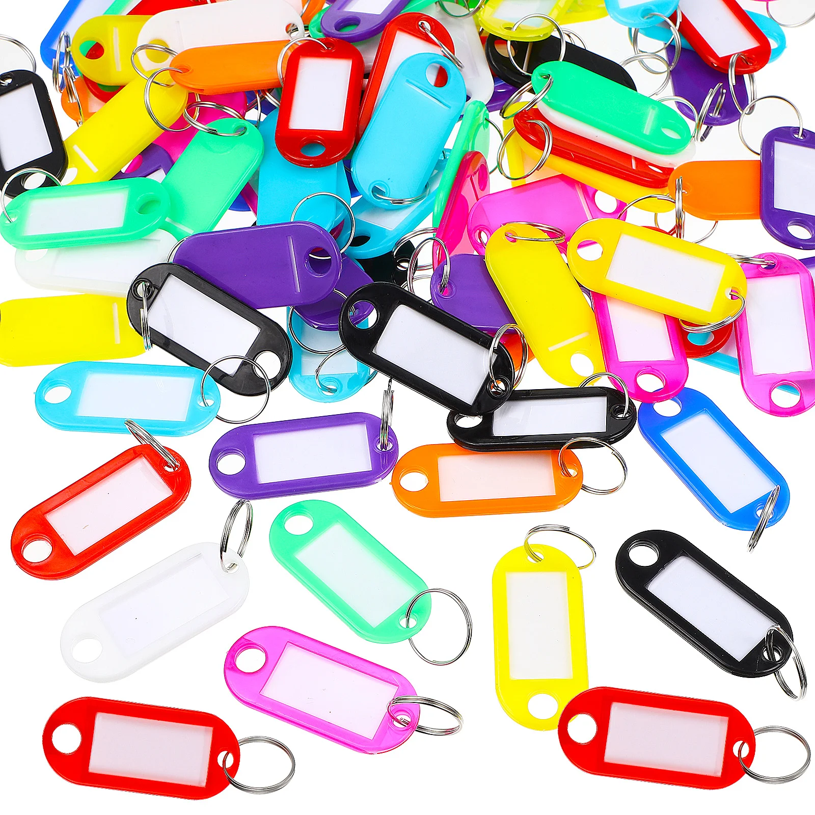 

100 Pcs Pp Color Plastic Key Travel Car Gadgets Keychains Keys Labels Circle Rings Nameplate