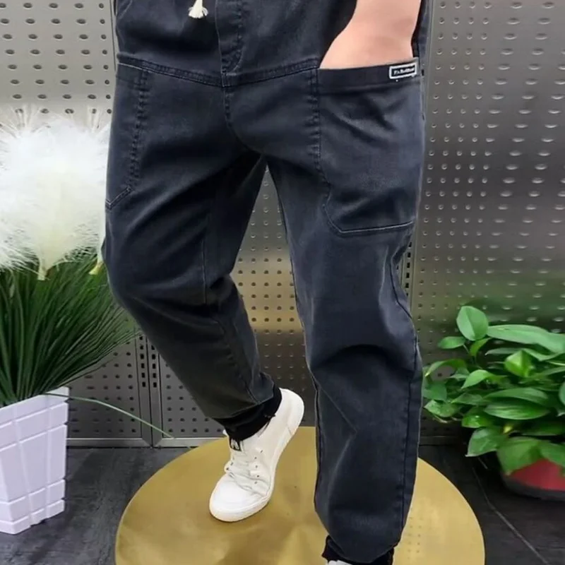 2023 Seasons Men's Fat Plus Size Pangge Jeans Men's High Waist Loose Elastic Haren Pants Durable Work Pants 8XL