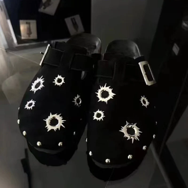 Летние женские тапочки на платформе искусственные мюли металлическая фурнитура