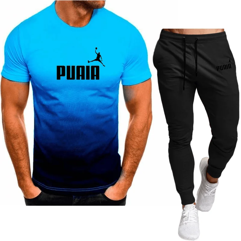 2023S Hot Selling New Men's Knitwear+Pants Set Men's Sports Set Brand Logo Printing Casual Fashion Cotton Short Sleeve T-shirt S