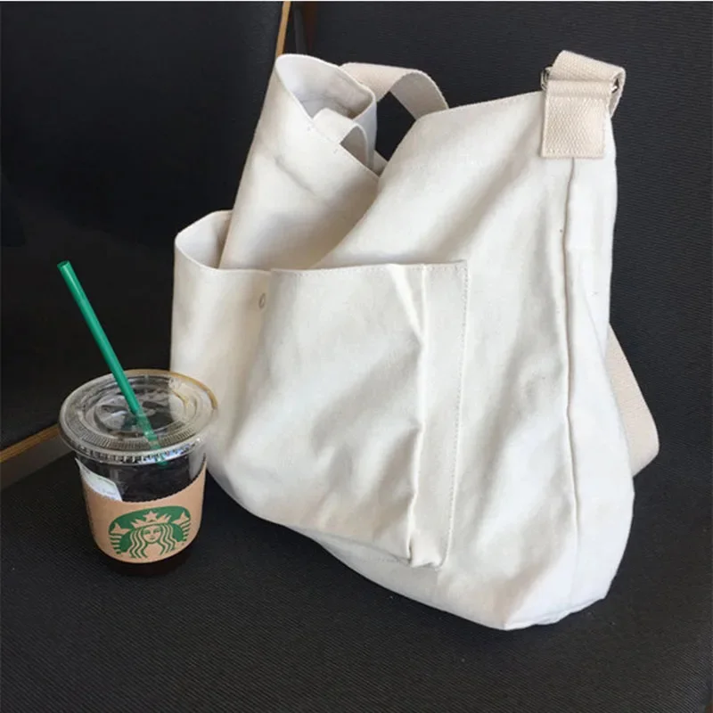 

Large Capacity Women's Shoulder Bag 2024 New Canvas Students Casual Handbags for Women Fashion Square Solid Female Shopper Bags
