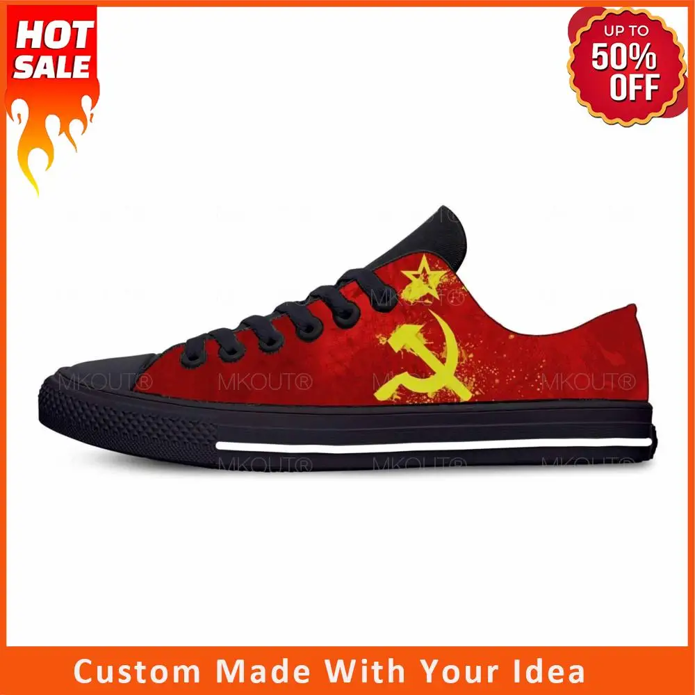 

Soviet Union CCCP USSR Flag Russia Hammer Sickle Casual Cloth Shoes Low Top Comfortable Breathable 3D Print Men Women Sneakers