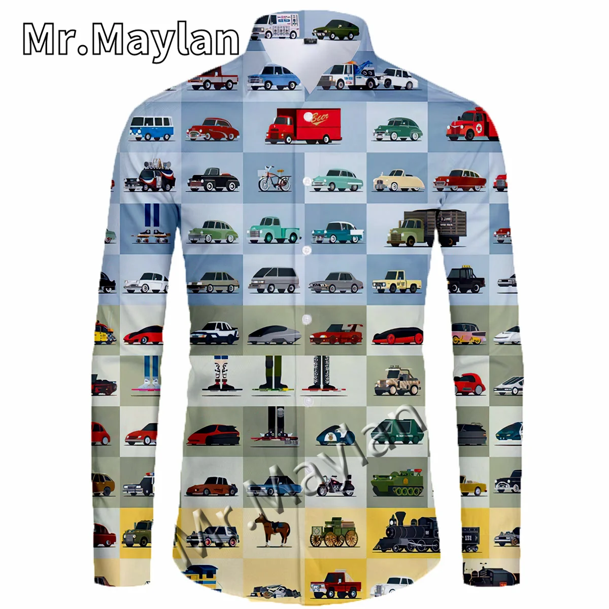 

Гавайская рубашка с 3D принтом игрушечных автомобилей, Пляжная футболка для отдыха, вечеринок, уличная одежда, рубашки с длинным рукавом, бол...